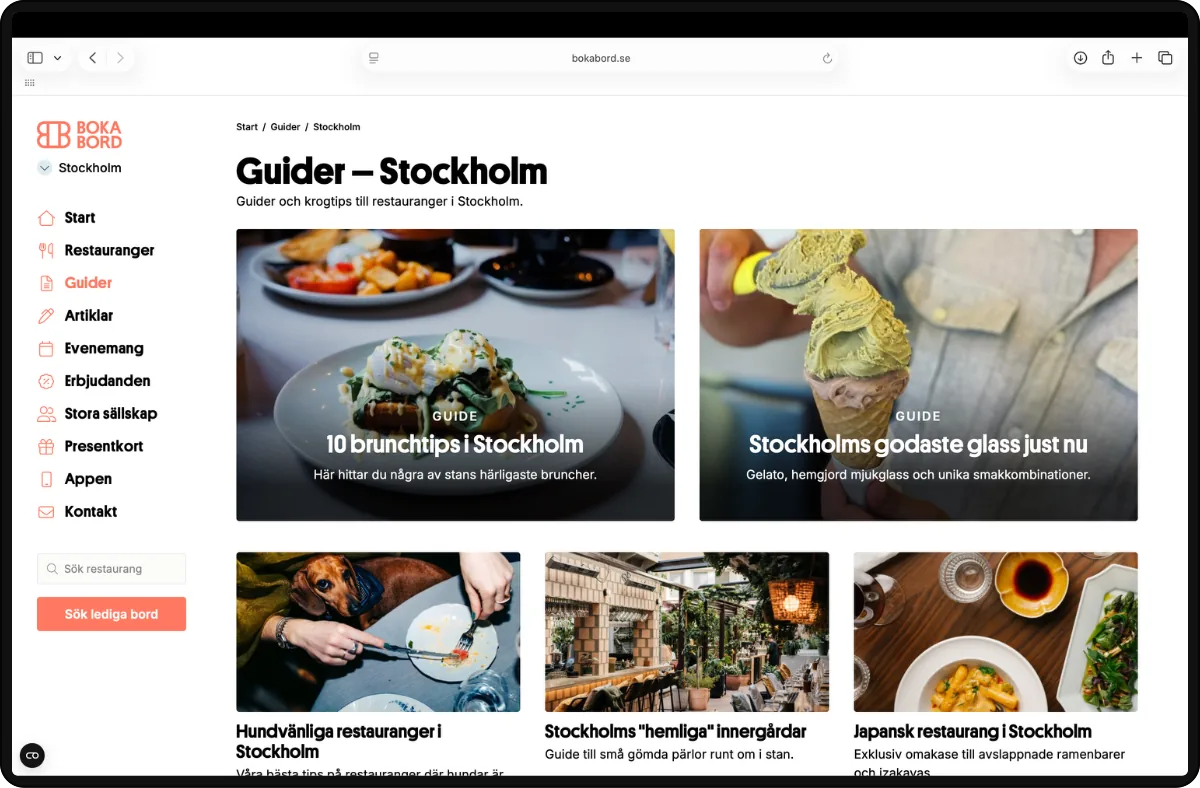 Guider på bokabord.se visade i en dator